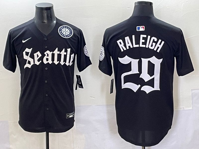 Men 2025 Seattle Mariners #29 Raleigh Black Five generations Joint Name Nike MLB Jersey style 62342->seattle mariners->MLB Jersey